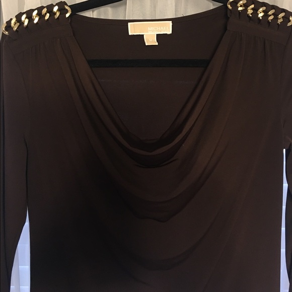 Michael Kors Tops - Michael Kors Brown Blouse w/Gold Accent